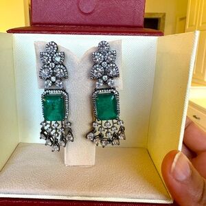 Indian Green antique stone earring